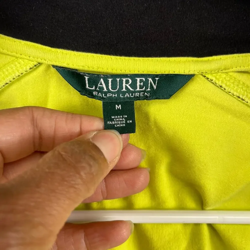 Lauren Ralph Lauren Women Medium Fitted Jacket Performance Zip Up Vintage Yellow